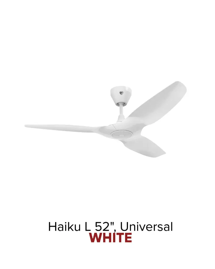 Haiku L Ø52" Black- quạt trần hiện đại, quạt trần cao cấp, quạt công nghiệp, quạt HVLS, White | Giải pháp làm mát quạt HVLS Hamilton Air 2026