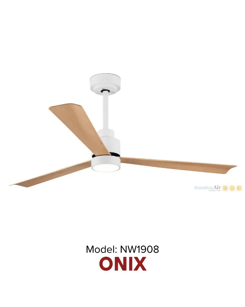 Quạt trần ONIX Caramel White | Giải pháp làm mát quạt HVLS Hamilton Air 2026