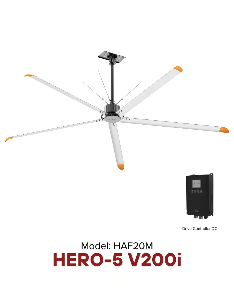 Quạt trần HVLS HERO 5 V200i | Giải pháp làm mát quạt HVLS Hamilton Air 2026