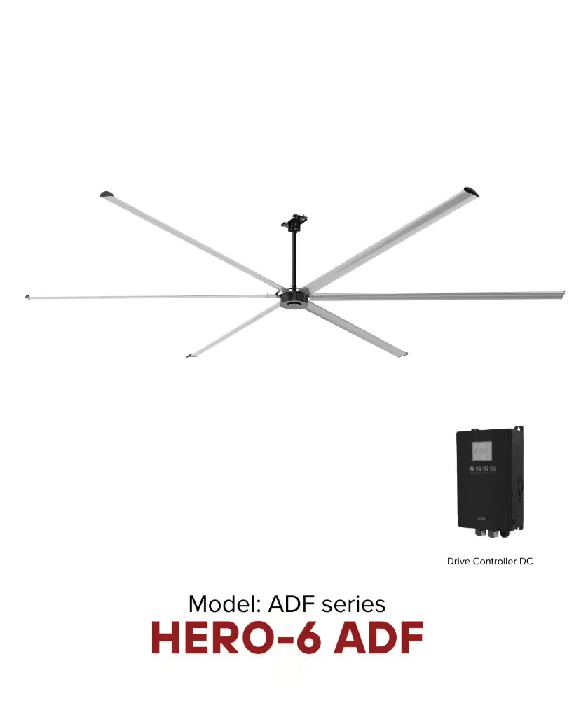 Quạt trần HVLS HERO-6 ADF series Ø 4.2m | Giải pháp làm mát quạt HVLS Hamilton Air 2026