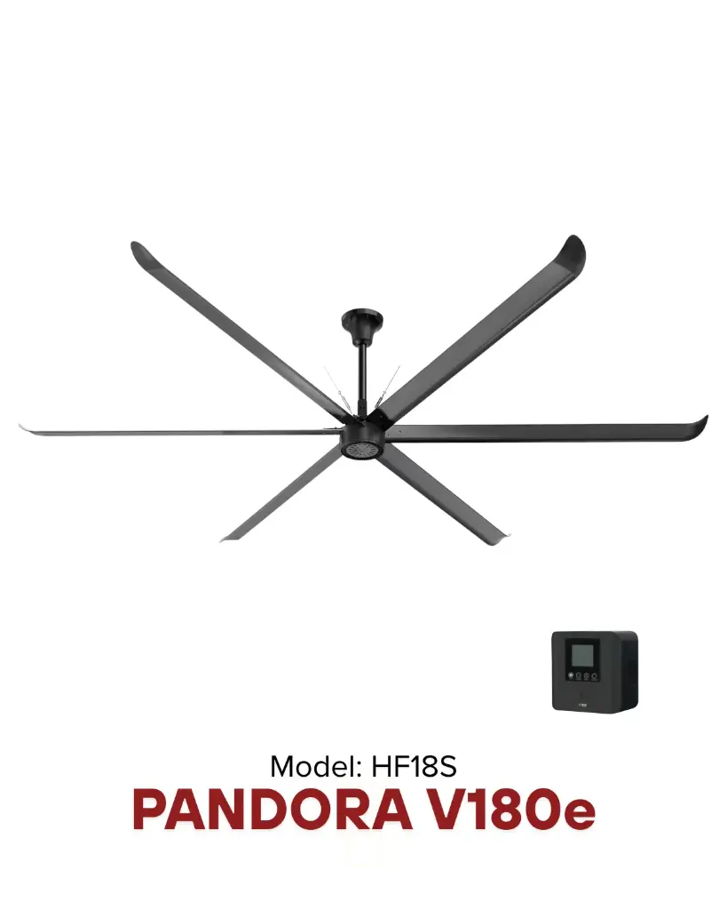 Pandora V180e Ø 3.6m | Giải pháp làm mát quạt HVLS Hamilton Air 2026