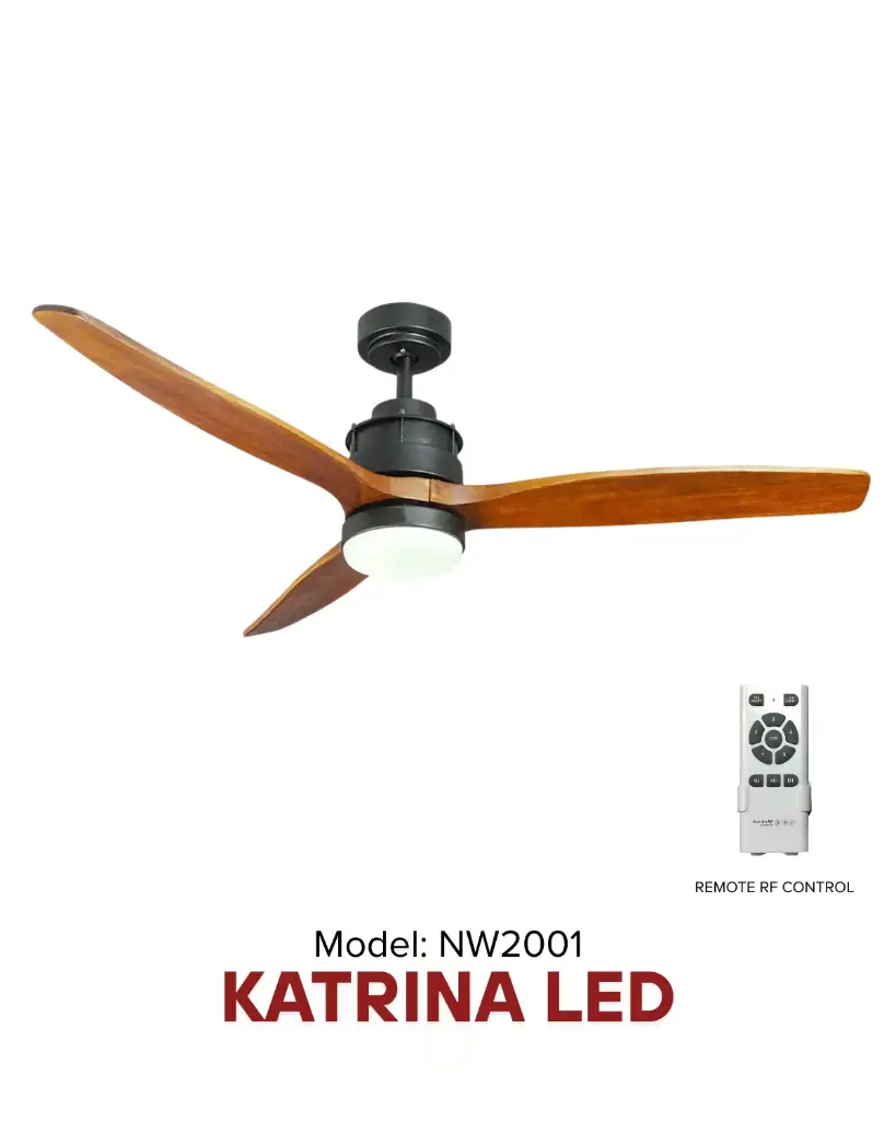 Quạt trần KATRINA LED Dark Walnut | Giải pháp làm mát quạt HVLS Hamilton Air 2026