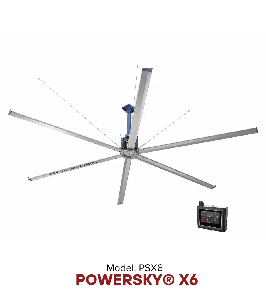 HVLS POWERSKY X6 Ø 7.3m | Giải pháp làm mát quạt HVLS Hamilton Air 2026